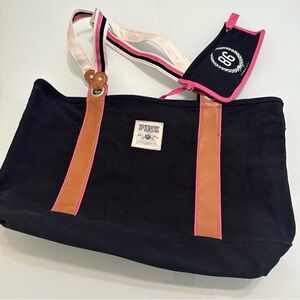 Victorias Secret Pink Navy Blue Tote 86 Leather Bag New Rare Vs12